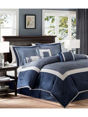 New Navy and White Comforter Set - Classic Bedding